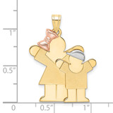 14k Tri-Color Big Girl and Little Boy Engravable Charm - XK-C82D4263-3015