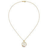 14k Tri-color Diamond-cut Beads on Spiral Pendant 18 inch Necklace
