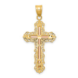 14K Tri-color Diamond-cut Crucifix Pendant - D3-C0ACF9A5-3905