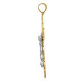 14K Tri-color Diamond-cut Crucifix Pendant - D3-F5995EE1-6253