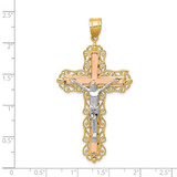 14K Tri-color Diamond-cut Crucifix Pendant - D3-F5995EE1-6253