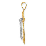 14k Tri-color Diamond-cut w/Textured Mariner's Cross Pendant - C3-380B36CC-1421