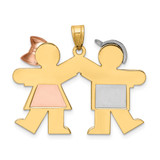 14k Tri-Color Large Boy on Left and Girl on Right Engravable Charm - XK-1FC898F6-2486