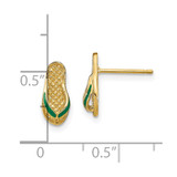 14k  3D W/ Green Enamel Flip-Flop Earrings