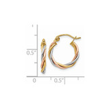 14k Tri-color Polished 2.5mm Twisted Hoop Earrings