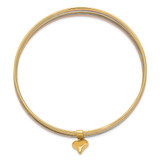 14K Tri-color Polished and Textured with Dangle Heart 7-Strand 11.00mm Slip-on Round Bangle Bracelet - DB-E6090B67-8562