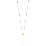 14K Tri-color Polished Crucifix and Miraculous Medal with Faceted Beads 24 inch Rosary Necklace