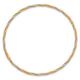14k Tri-color Polished Diamond-cut Twisted 2.00mm Slip-on Round Bangle Bracelet