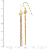 14k Tri-color Polished Fancy Chain Dangle Tassel Shepherd Hook Earrings