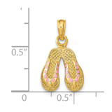 14k  3D W/ Pink Enamel Double Flip-Flop Charm - K6-ED577105-5963