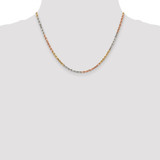 14K Tri-colored 18 inch 2.9mm Diamond-cut Rope with Lobster Clasp Chain