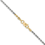 14K Tri-colored 20 inch 1.75mm Diamond-cut Rope with Lobster Clasp Chain