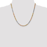 14K Tri-colored 20 inch 4mm Diamond-cut Rope with Lobster Clasp Chain