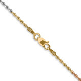14K Tri-colored 24 inch 1.5mm Diamond-cut Rope with Lobster Clasp Chain