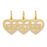 14k Triple Heart Diamond-cut BEST FRIENDS Break-apart Pendant