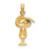 14K Tropical Drink w/Multi-Colored Enamel Umbrella Charm