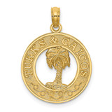 14K TURKS AND CAICOS w/ Palm Tree Circle Charm