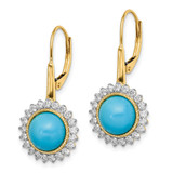 14k Turquoise and Diamond Leverback Earrings - EM-DF8711E6-2355