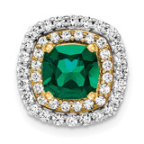 14k Two Tone 1/2 carat Lab Grown Diamond VS/SI+ G+ and Lab Created Emerald Chain Slide Pendant - PM-25BD958E-7174