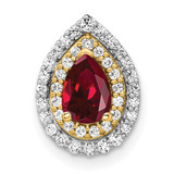 14k Two Tone 1/2 carat Lab Grown Diamond VS/SI+ G+ and Lab Created Ruby Chain Slide Pendant - PM-14875F0F-3783