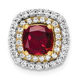 14k Two Tone 1/2 carat Lab Grown Diamond VS/SI+ G+ and Lab Created Ruby Chain Slide Pendant - PM-7A9257BE-4706