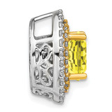 14k Two Tone 1/5 carat Lab Grown Diamond VS/SI+ G+ and Lab Created Yellow Sapphire Chain Slide Pendant