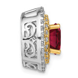 14k Two Tone 5/8 carat Lab Grown Diamond VS/SI+ G+ and Lab Created Ruby Chain Slide Pendant