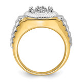 14k Two Tone Fancy Ridged-Sides 1ct Mens Diamond Ring Mounting
