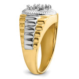 14k Two Tone Fancy Ridged-Sides 1ct Mens Diamond Ring Mounting