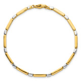 14k Two Tone Polished 4mm Fancy Bar Link 7.5 inch Bracelet