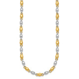 14k Two Tone Polished 5.25mm Round Fancy Link 18 inch Necklace