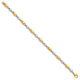 14k Two Tone Polished 5.25mm Round Fancy Link 7.25 inch Bracelet