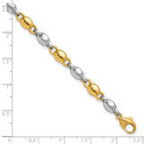 14k Two Tone Polished 5.25mm Round Fancy Link 7.25 inch Bracelet