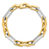 14k Two Tone Polished 8mm Fancy Square And Rectangle Figaro 7.25 inch Bracelet