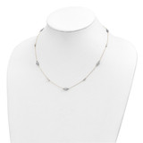 14K Two Tone Polished Diamond-cut Puffed Hearts and Beads 18 inch Necklace