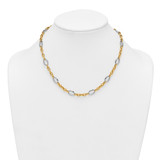 14k Two Tone Polished Oval and Cable Chain 18 inch Necklace