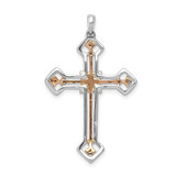14k Two Tone Rose and White Gold 3/8 carat Lab Grown Diamond VS/SI+ G+ Complete Cross Pendant