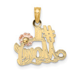 14k Two-Tone #1 MOM Script w/ Flower Charm