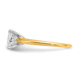 14k Two-tone 1 1/2 carat Certified Lab Grown Diamond VS/SI+ G+ Princess Complete Solitare Engagement Ring