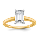 14k Two-tone 1 1/2 carat Lab Grown Diamond VS/SI+ G+ Emerald Solitare Complete Engagement Ring