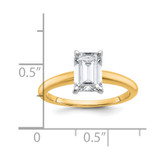 14k Two-tone 1 1/2 carat Lab Grown Diamond VS/SI+ G+ Emerald Solitare Complete Engagement Ring
