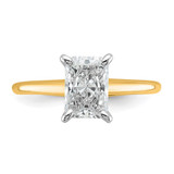 14k Two-tone 1 1/2 carat Lab Grown Diamond VS/SI+ G+ Radiant Solitare Complete Engagement Ring