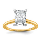 14k Two-tone 1 3/4 carat Certified Lab Grown Diamond VS/SI+ G+ Radiant Solitare Complete Engagement Ring