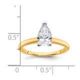 14k Two-tone 1 carat Certified Lab Grown Diamond VS/SI+ G+ Pear Solitare Complete Engagement Ring