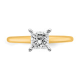 14k Two-tone 1 carat Lab Grown Diamond VS+ F+ Princess Complete Solitare Engagement Ring