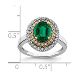 14k Two-Tone 1/2 carat Lab Grown Diamond VS/SI+ G+ and Lab Created Emerald Fashion Ring