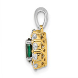 14k Two-Tone 1/2 carat Lab Grown Diamond VS/SI+ G+ and Lab Created Emerald Halo Pendant