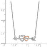 14k Two-tone 1/20 carat Diamond Hearts on Arrow 18 inch Necklace