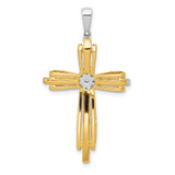 14k Two-tone 1/3ct. Diamond Passion Cross Pendant