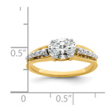 14k Two-tone 1/6 carat Lab Grown Diamond VS/SI+ G+ 1 carat Center Oval Semi Mount Engagement Ring